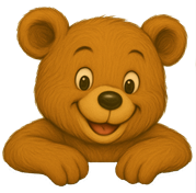 Kleiner Bär lehnt über dem Balken